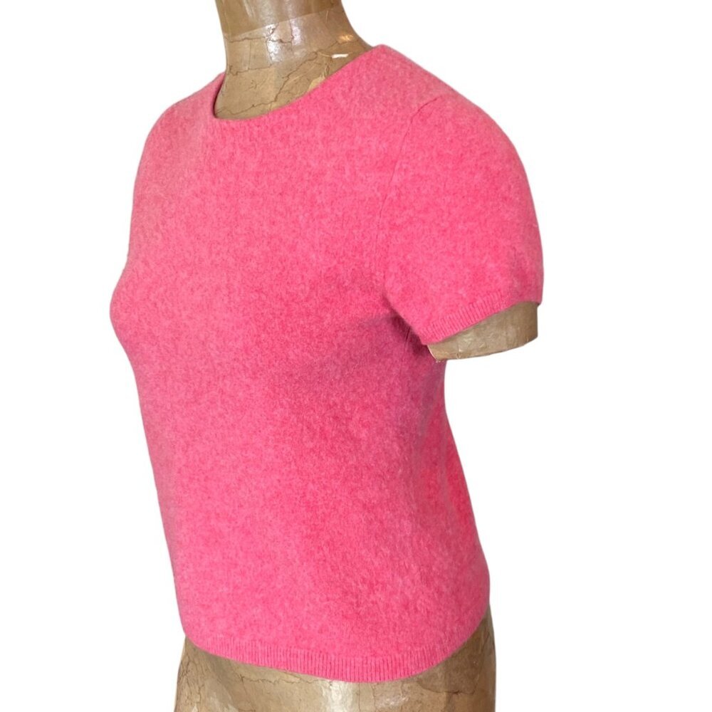 Lands’ End Pink Short Sleeve Cashmere Sweater Tee Sz M(8/10) #138P - Picture 5 of 11